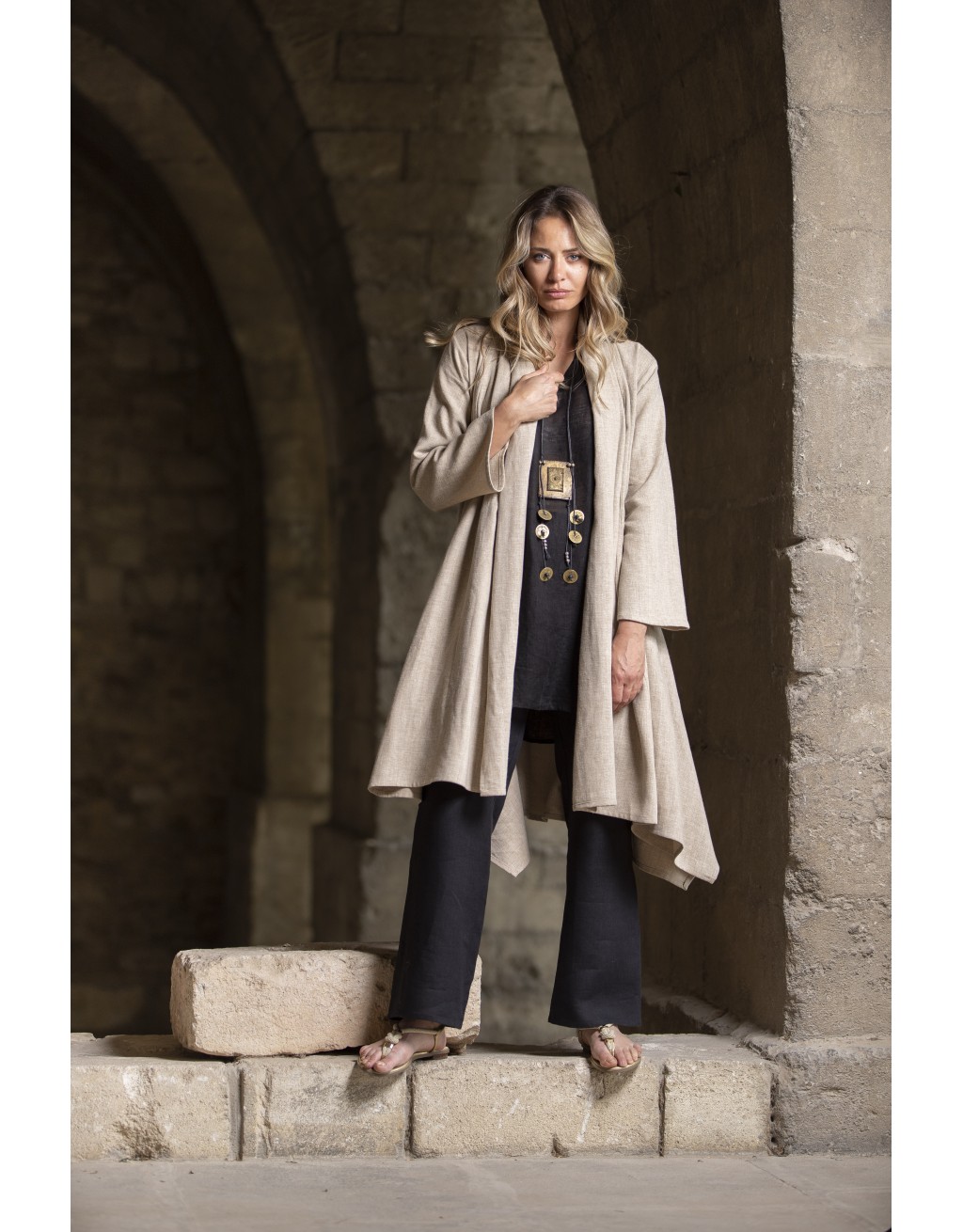 OATMEAL LINEN DUNE COAT