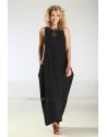 BLACK LINEN TENCEL ELEGANT DRESS
