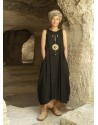 BLACK LINEN TENCEL ELEGANT DRESS