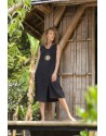 ELENA  BLACK LINEN TENCEL DRESS