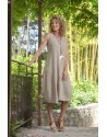 ELENA SAND BEIGE LINEN TENCEL DRESS