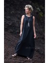 OLGA LINEN TENCEL BLACK DRESS