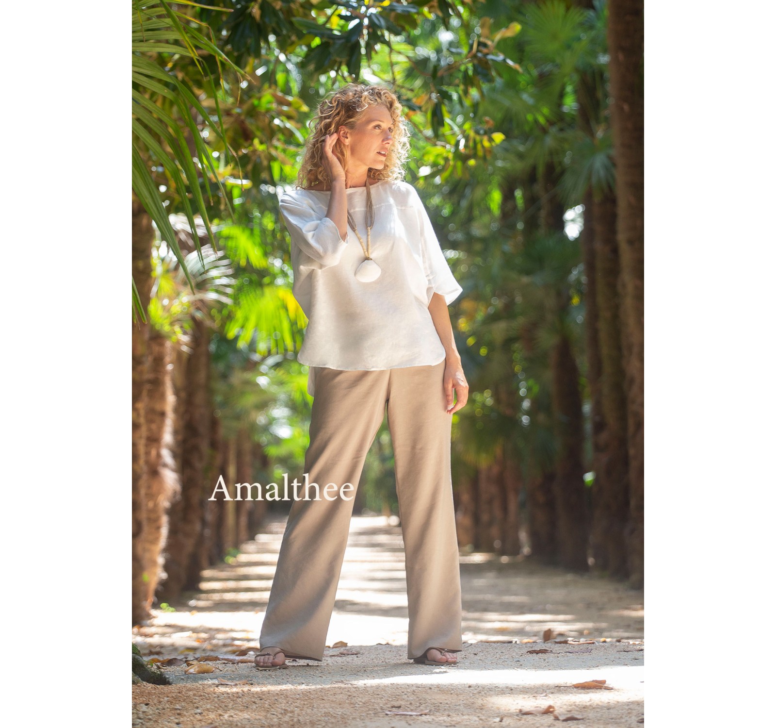 SAND BEIGE LINEN TENCEL STRAIGHT BARBARA TROUSERS