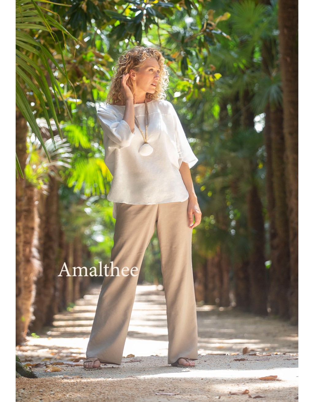 SAND BEIGE LINEN TENCEL STRAIGHT BARBARA TROUSERS