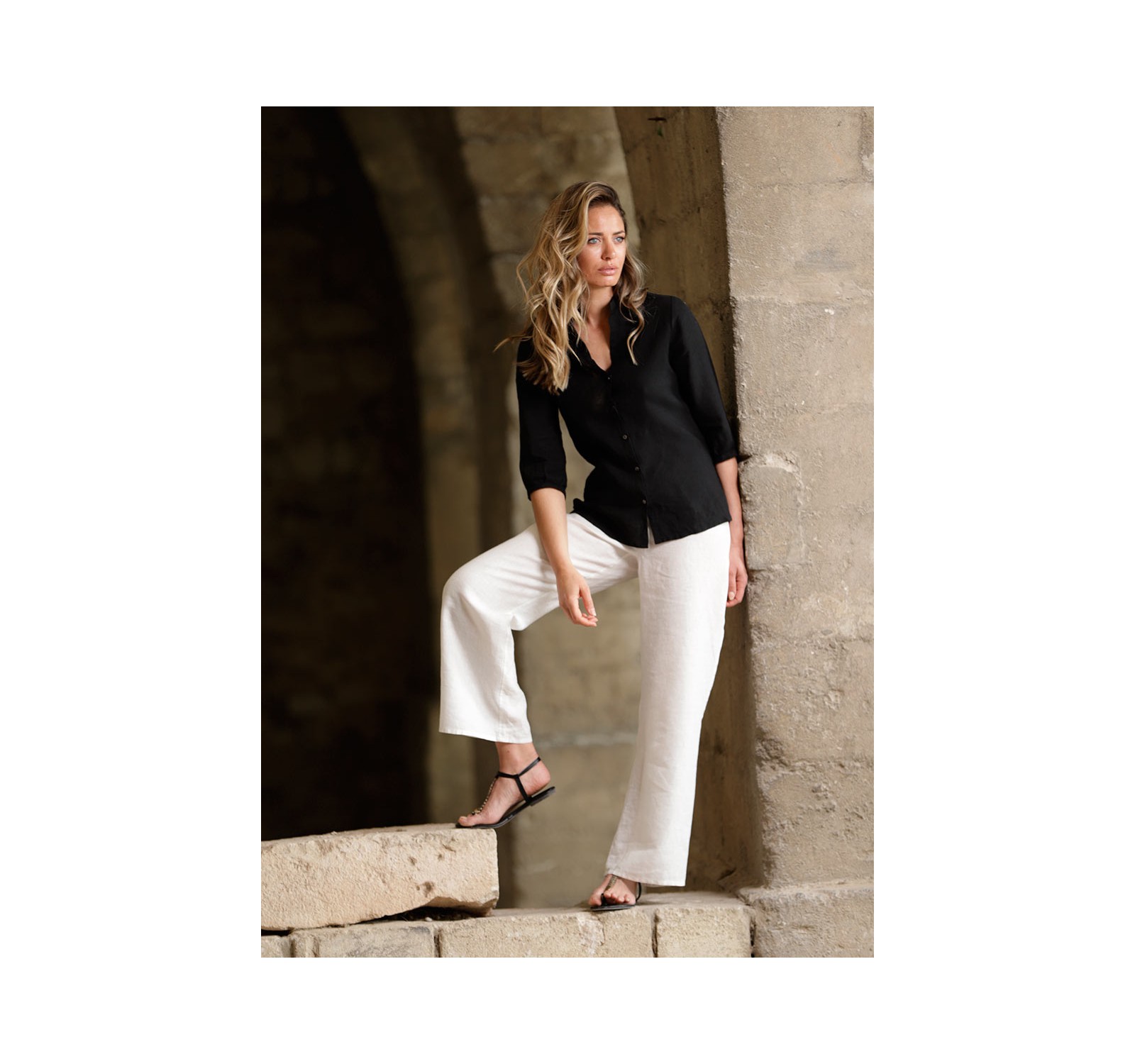 LINEN WHITE BARBARA TROUSERS STRAIGHT
