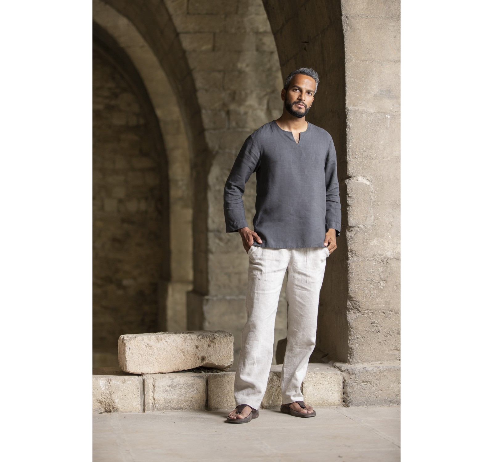 CHARCOAL GRAY LINEN TUNIC MALO