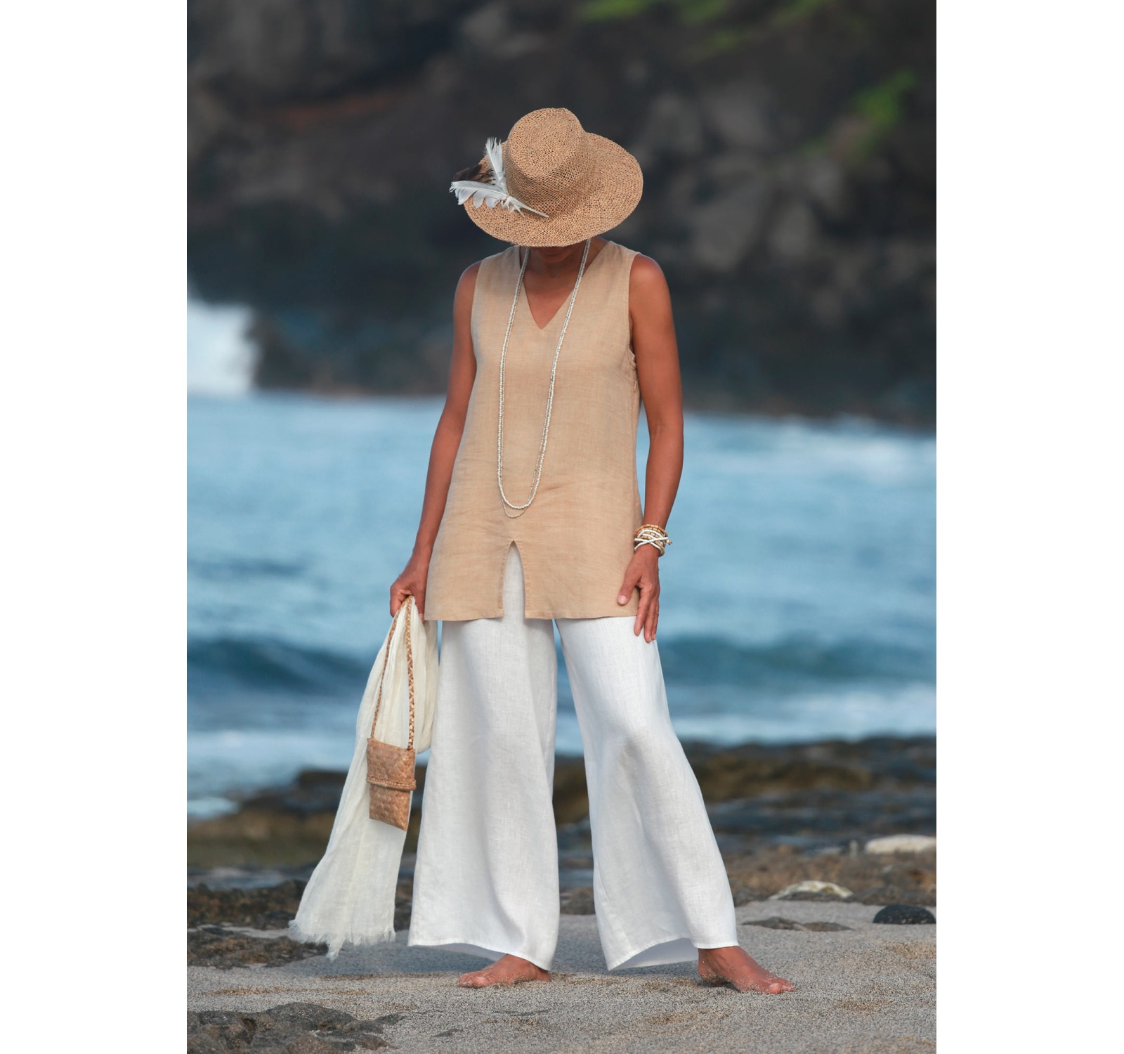 Off white linen Baba trousers