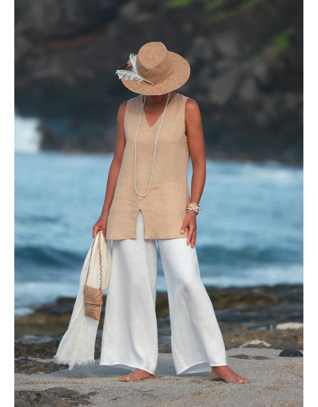 Off white linen Baba trousers