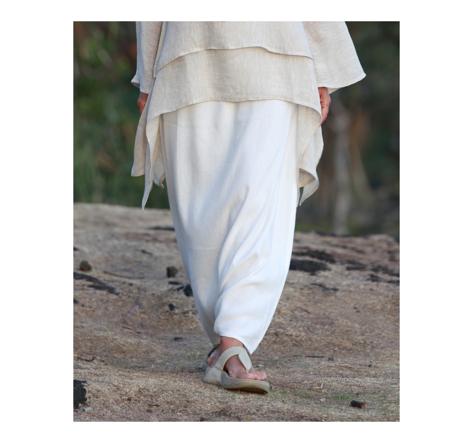 OFF WHITE LINEN  SAROUEL SKIRT