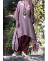 BLACKCURRANT COLOR LINEN SAROUEL SKIRT