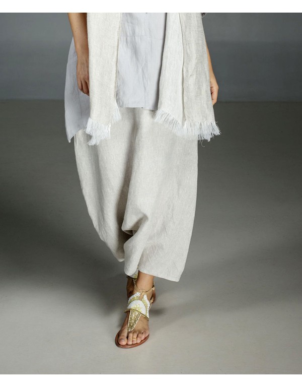 OATMEAL  LINEN SAROUEL SKIRT
 Size-Taille 1