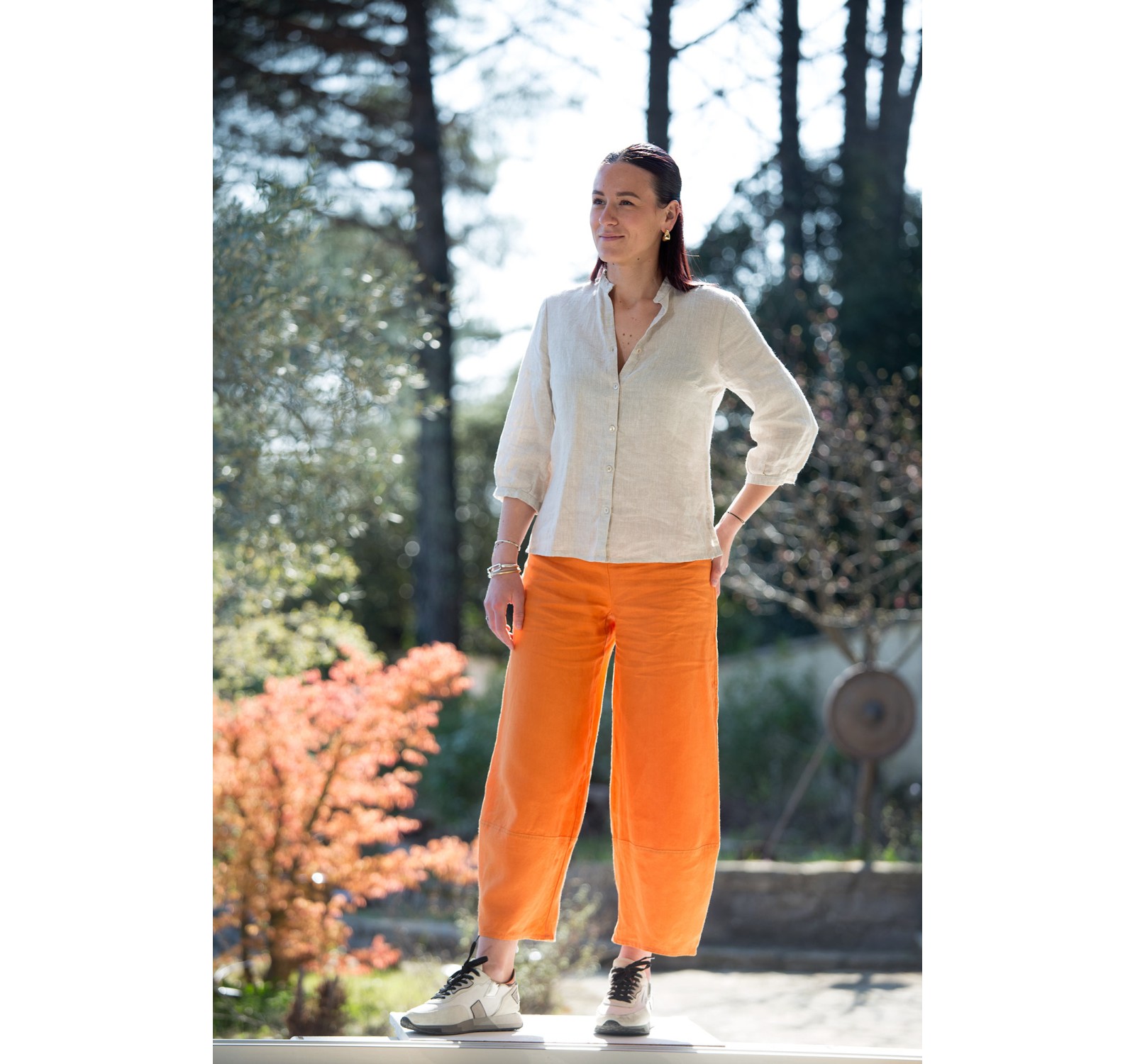 Linen shirt in natural sand color – Celia model