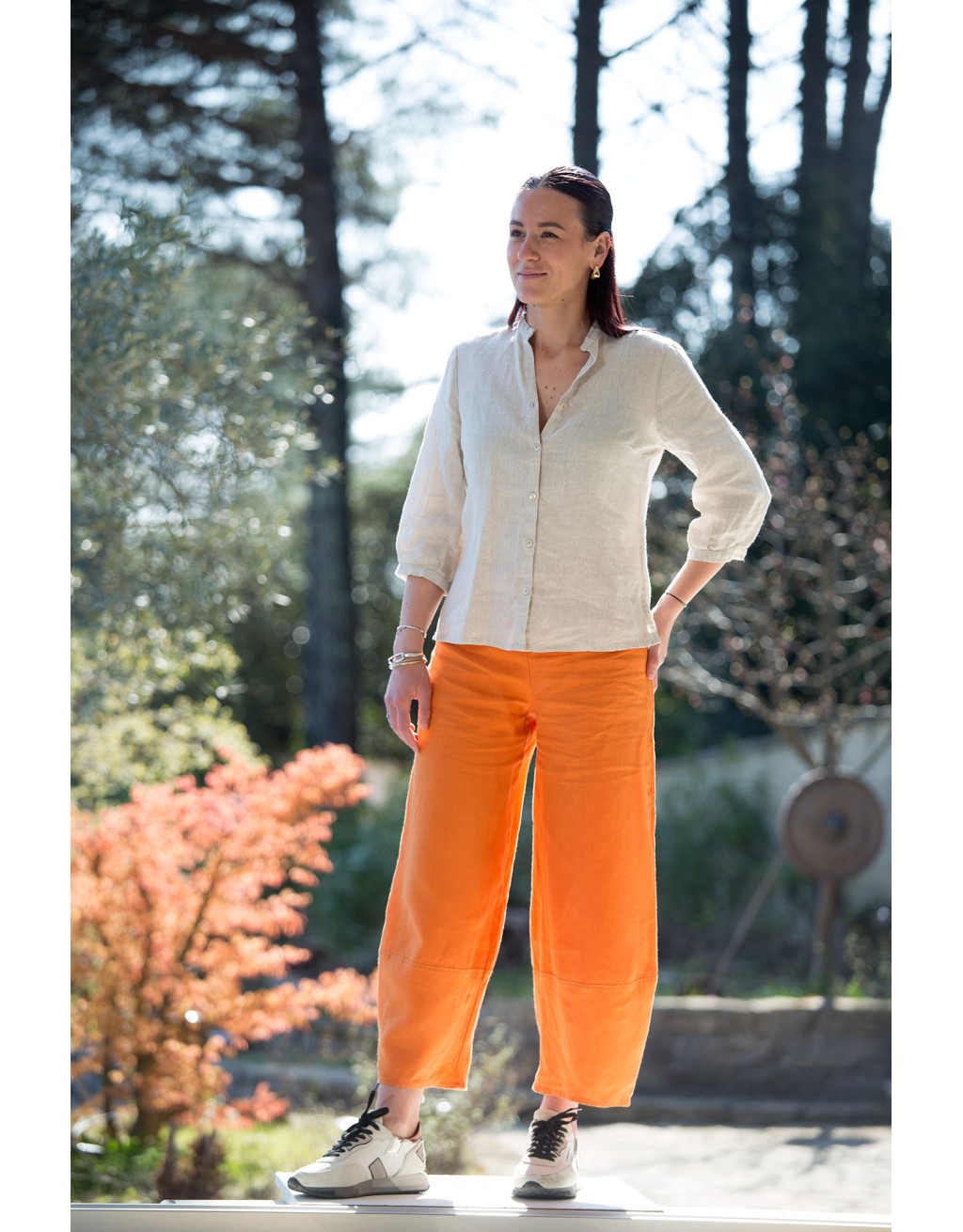 Linen shirt in natural sand color – Celia model