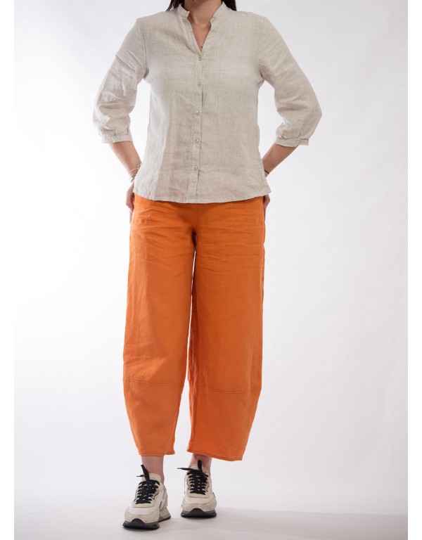 Linen shirt in natural sand color – Celia model