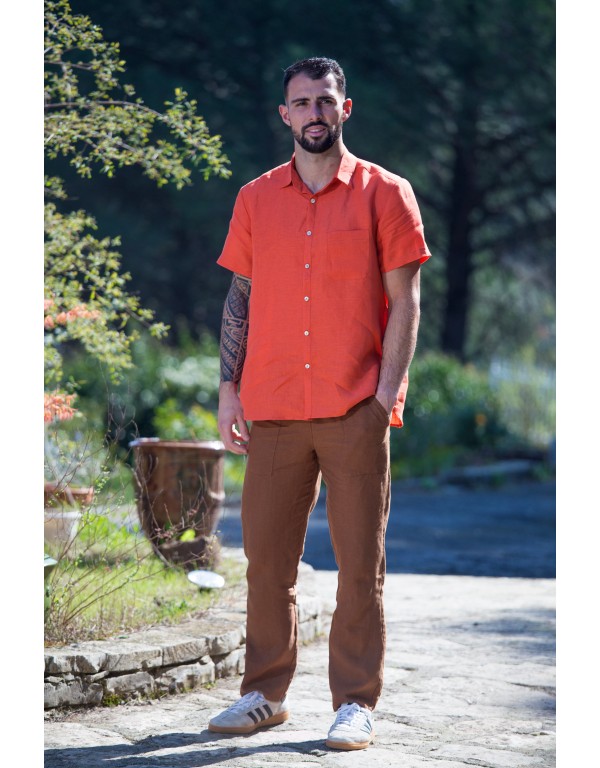 copy of KHAKI BIEGE LINEN SOAN SHIRT WITH  MAO COLLAR