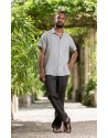 LINEN SHIRT MATHIS SHORT SLEEVES WATER GREEN