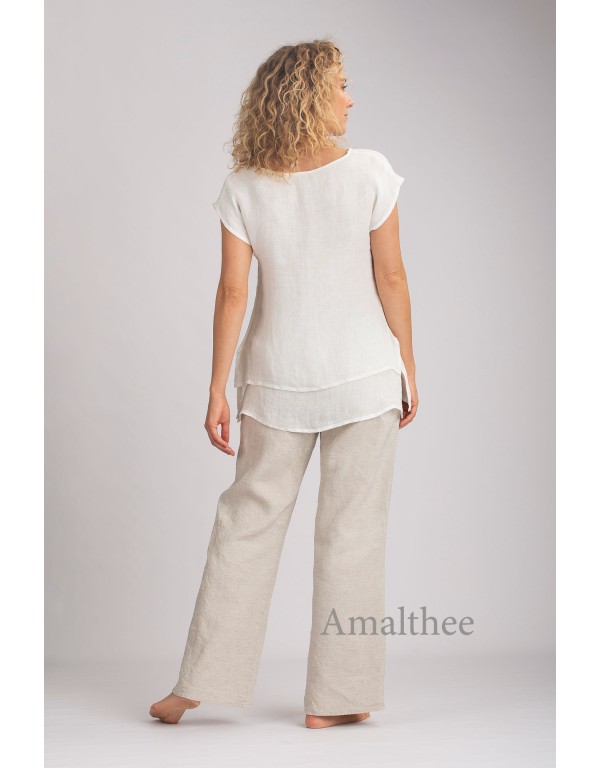 OFF WHITE LINEN GAUZE  SELENE TOP