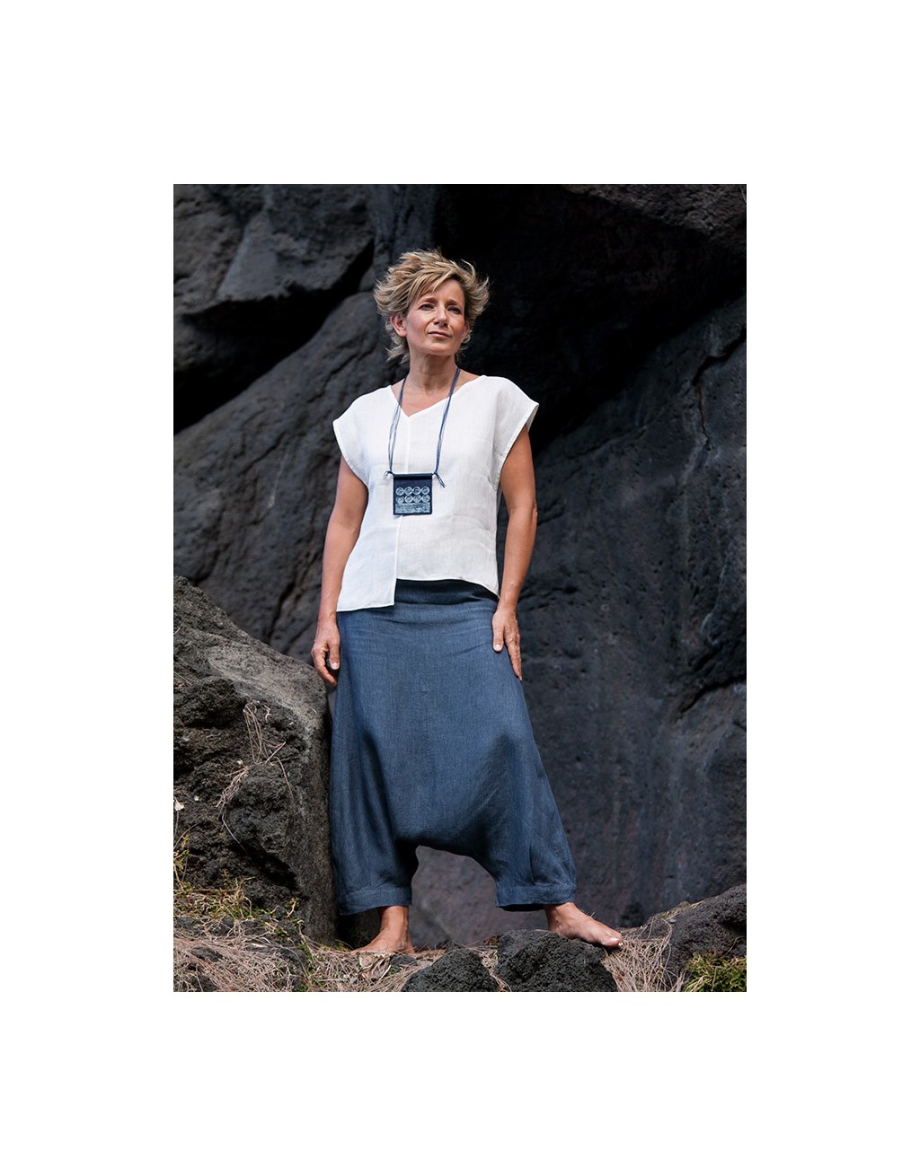 Sarouel en lin bleu chambray Adrien Sarouel en lin bleu chambray Adrien