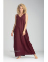 ROBE LUNE EN LIN/VISCOSE COULEUR CASSIS