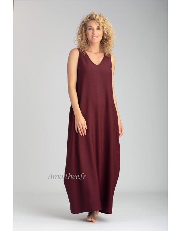 BLACKURRANT LINEN LUNE DRESS