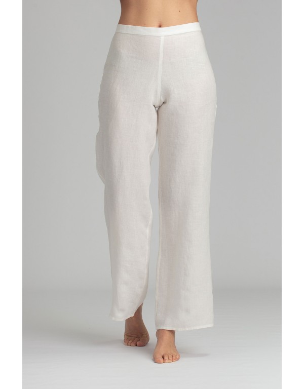 PANTALON BARBARA DROIT EN LIN BLANC