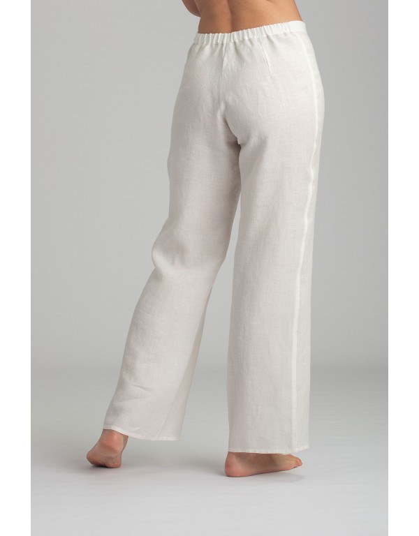 PANTALON BARBARA DROIT EN LIN BLANC