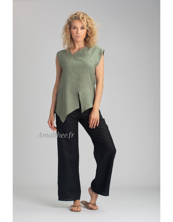 LINEN GREEN TOP GAELLA