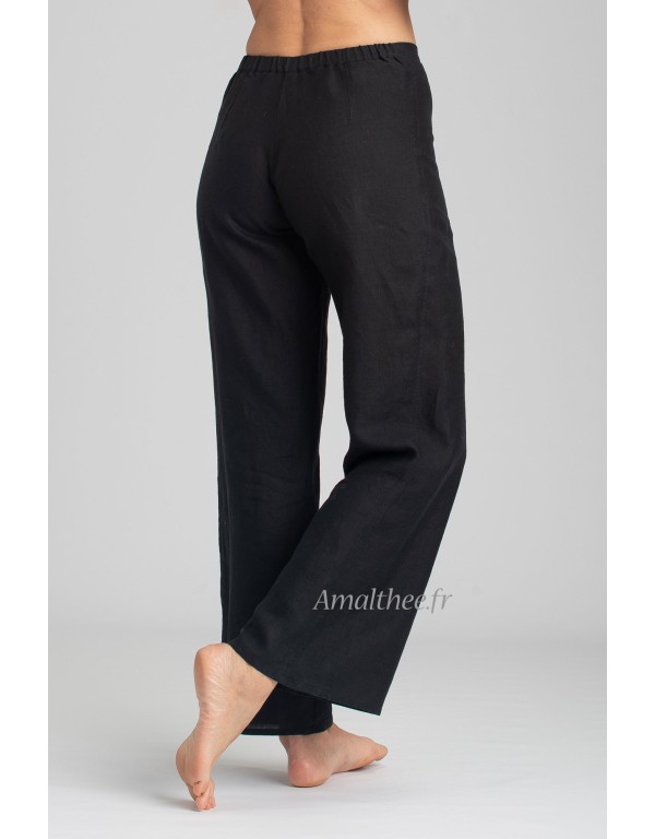 LINEN BLACK BARBARA TROUSERS STRAIGHT