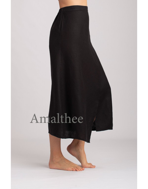 BLACK LINEN ASSI SKIRT