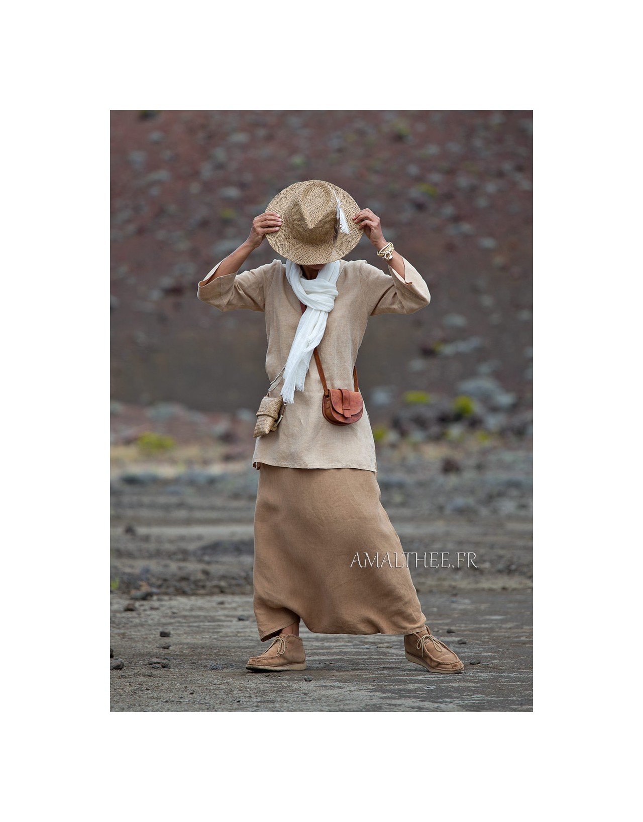 Tunique Indie en lin chambray beige