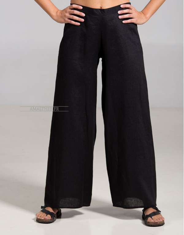 Pantalon Baba en lin noir