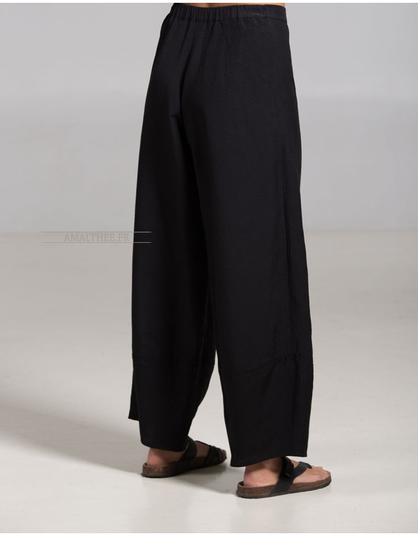 LARGE BLACK BULLE LINEN PANTS