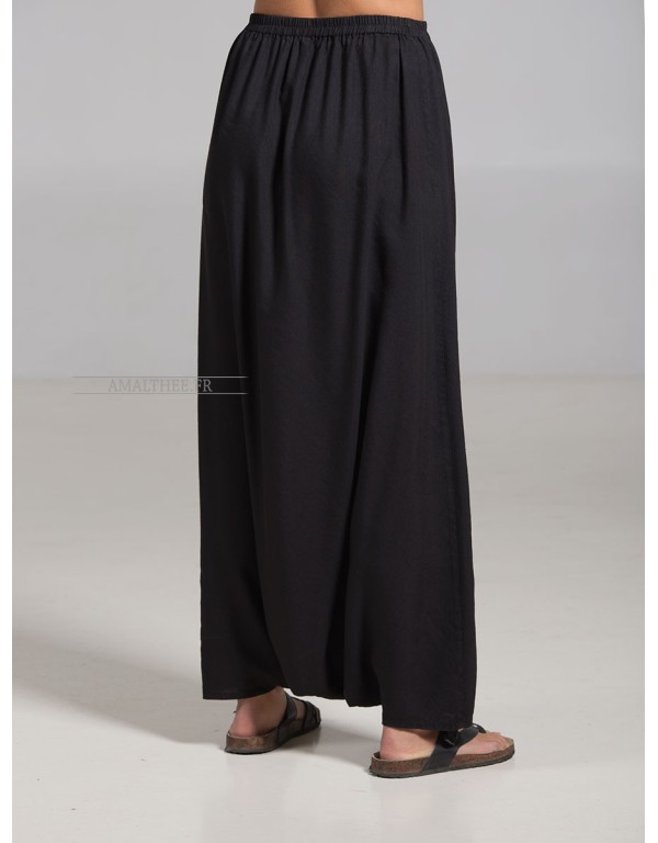 BLACK  LINEN SAROUEL SKIRT HAREM PANT