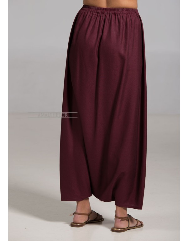 BLACKCURRANT COLOR LINEN SAROUEL SKIRT