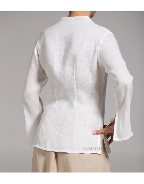 WHITE LINEN FUJI BLOUSE