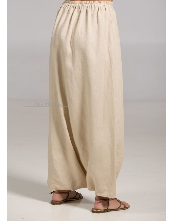 Sand Beige linen Sarouel-skirt