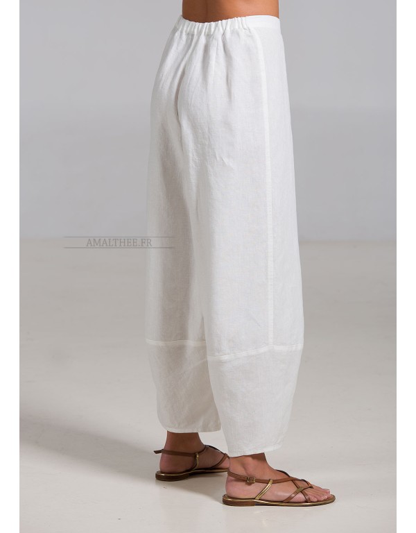 Pantalon large Bulle en lin blanc cassé