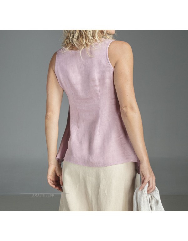 PINK LINEN VESUVE TOP