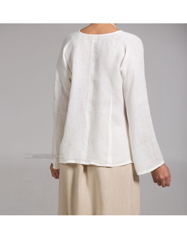 White linen gauze Dana top