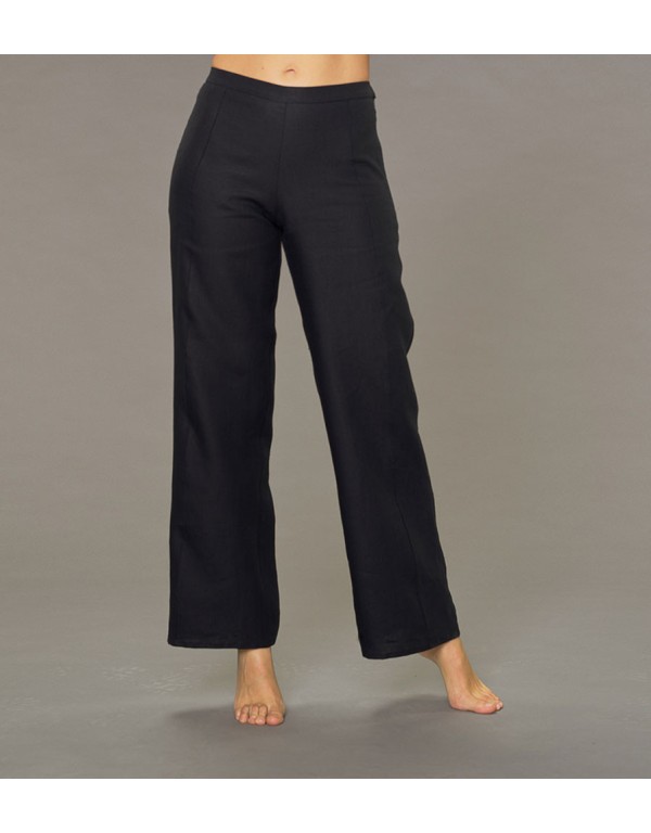 EDEN TROUSERS TOPSTITCHED IN BLACK LINEN