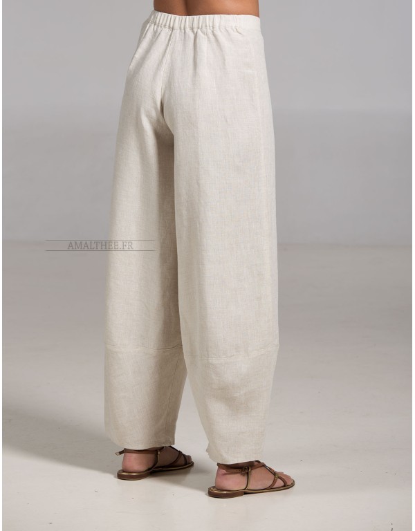 OATMEAL LINEN BULLE TROUSERS